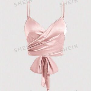 SHEIN MOD Solid Wrap Tie Back Cami Top